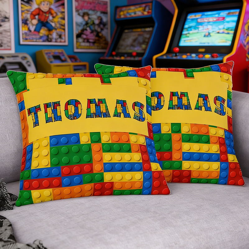 Personalized Building Block Throw Pillow Room Decor Gift for Nerd Geek Lover