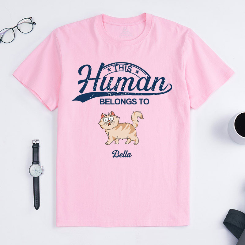 Personalized Cat Lover this Human Belongs to Cat T-Shirt