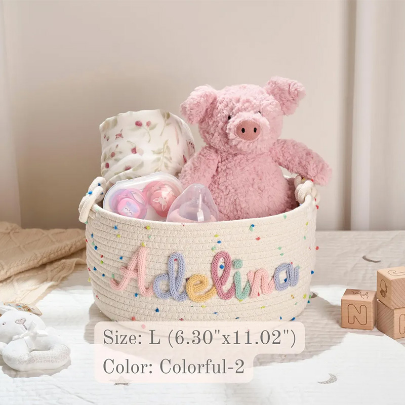 Personalized Handmade Candy Basket Personalized Name Storage Baby Shower Gift S-XL Icon Option  Toy Organizer Easter Basket gift for kids