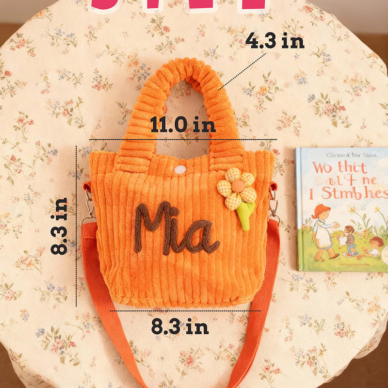 Personalized toddler crossbody bag small corduroy purse for daycare baby travel bag flower girl gift  for boy and girl preschool and birthday present