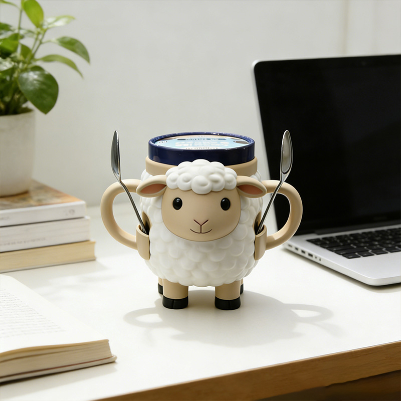 Personalized the Lion and the Lamb Ice Cream Cozy Pint Holder 3D Printed with Spoon Slots Religious Gift for Ice Cream Lover