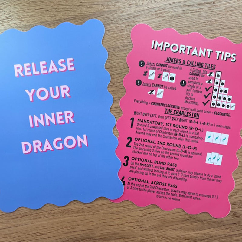 Mahjong Shuffle Card Scalloped Edges & Bright Colors Sized to Store with Mahjong League Cards