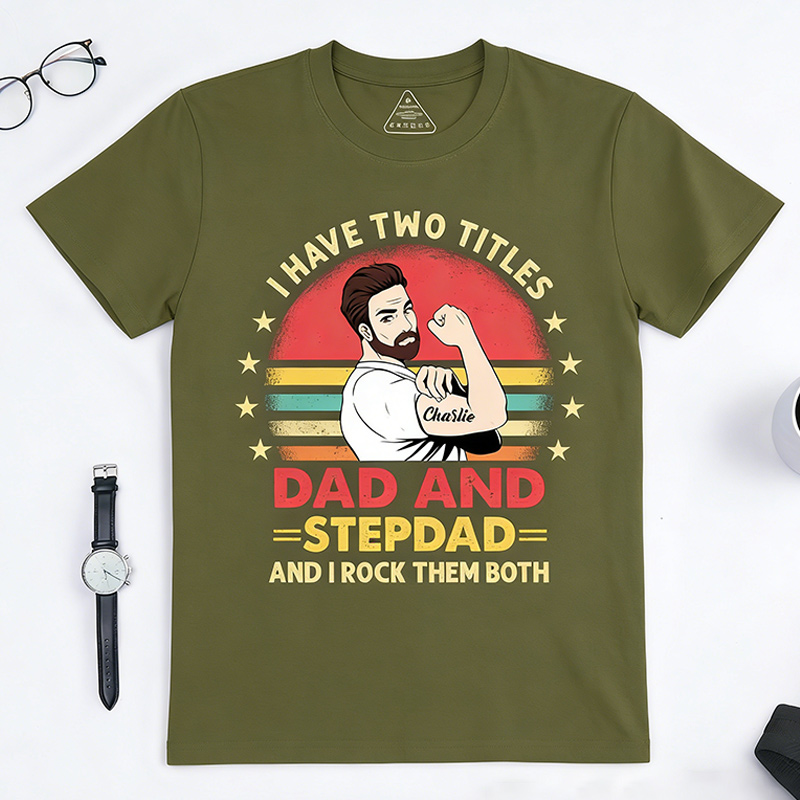 Personalized Two Titles Dad Step Dad Bonus Dad Father‘s Day Gift Custom Shirt