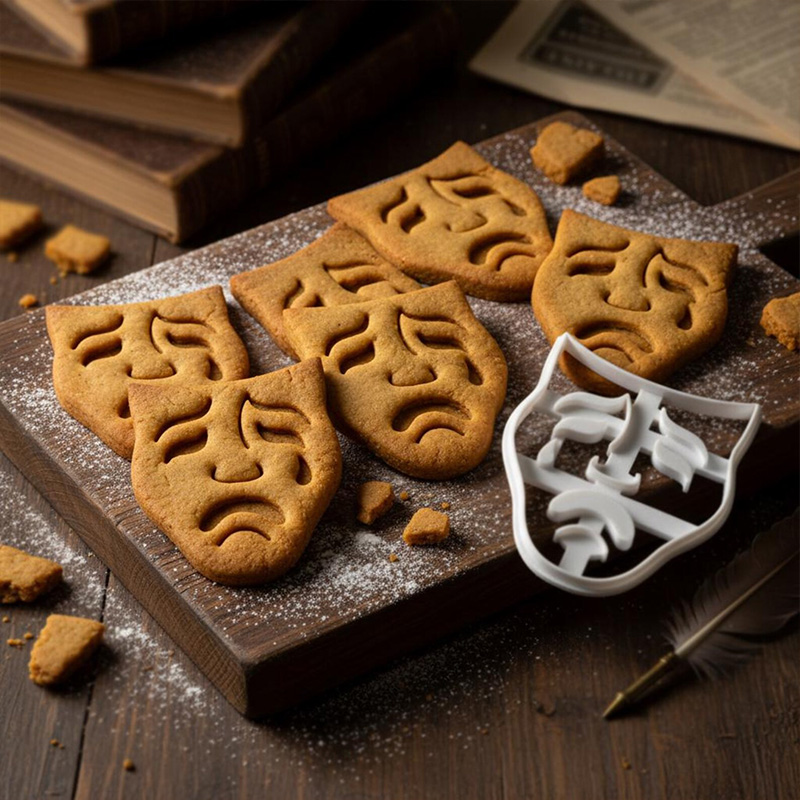 Personalized Tragedy Mask Cookie Cutter Sock and Buskin Theatrical Drama Masks