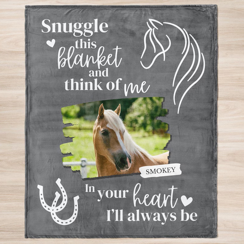 Personalized Blanket Horse Memorial Photo Blanket In Memory Of Horse Gift Throw Blanket for Riding Lovers Equestrian Lovers