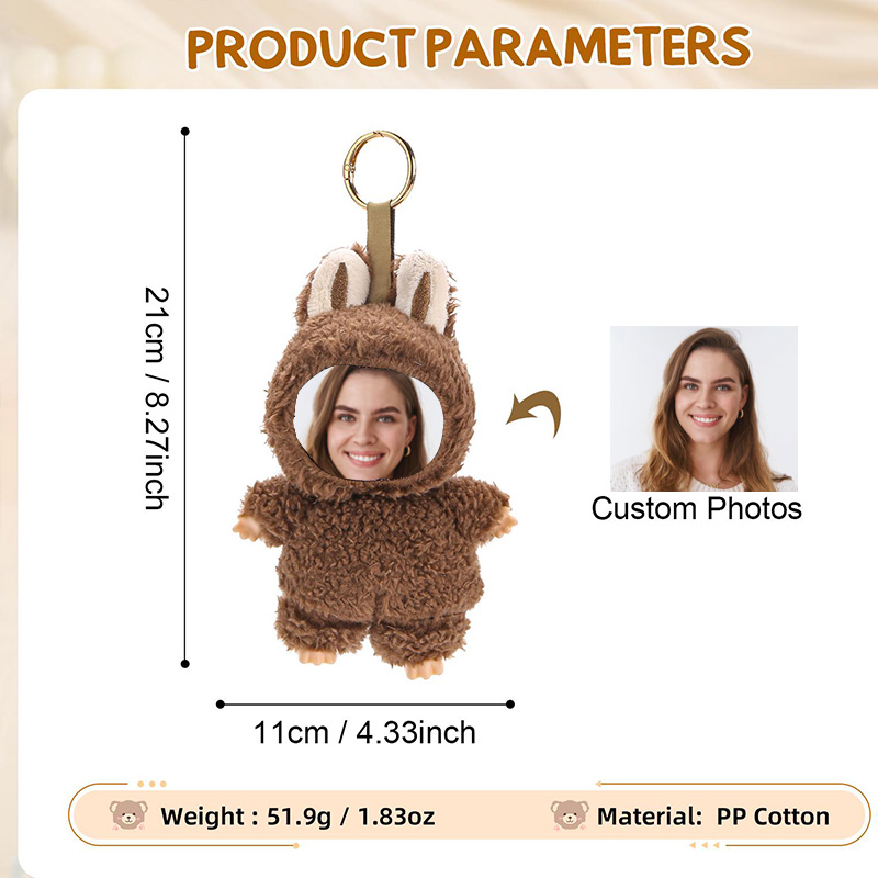 Personalized Face Plush Keychain Custom Photo Doll Keychains Personalized Face Doll Funny Gift for Friends Birthday Valentine's Day Gift