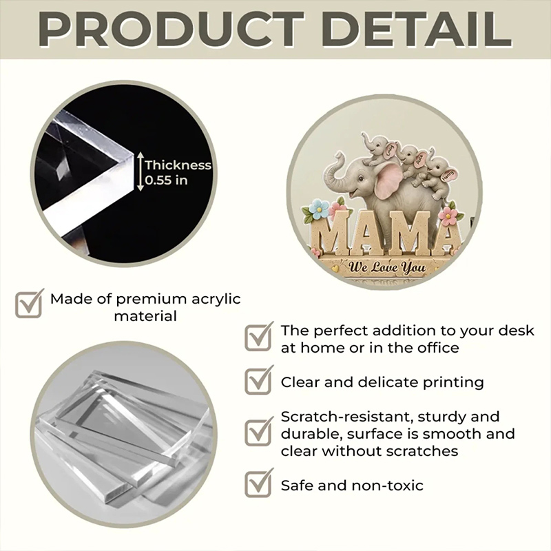 Personalized Acrylic Plaque Custom Mother's Day Gifts For Mom Grandma Love You A Ton Mama