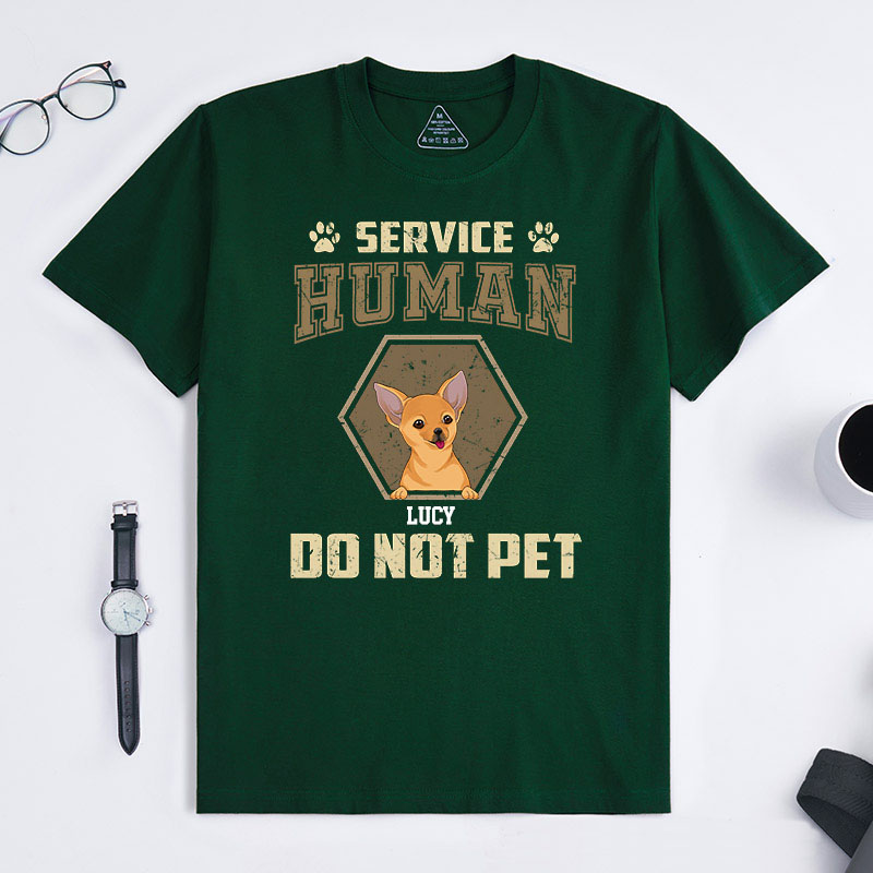 Personalized Dog Lover Retro Hexagon Service Human do Not Pet T-Shirt