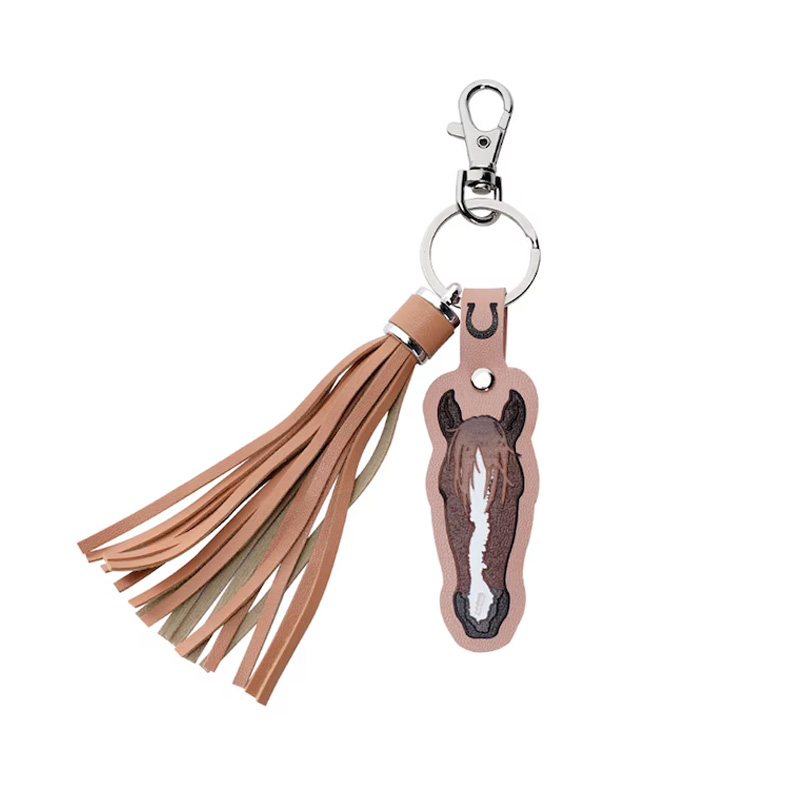 Personalized Name Photo Horse Face Keychain with Tassel Horse Marking Keyring Equestrian Accessory Gift for Equestrian Riding Lovers