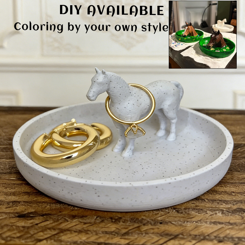 Personalized Coloring Available 3D Printing Horse Ring Dish Horse Ring Holder Night Stand Gift for Equestrian Riding Lovers