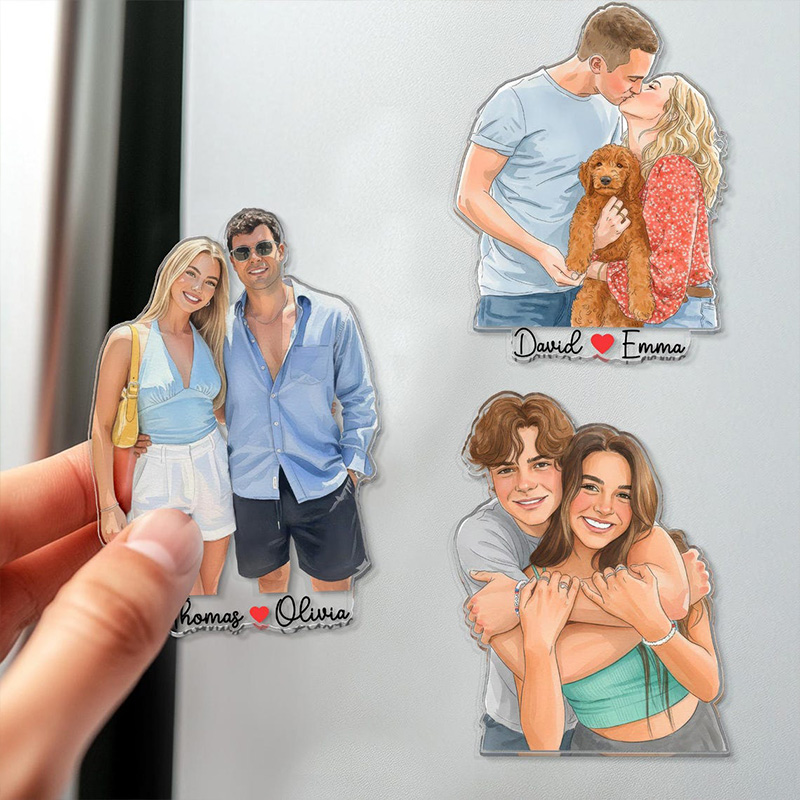 Personalized Photo Fridge Magnets Custom Portrait Watercolor Photo Magnet Picture Couples Magnet Valentine's Day Gift