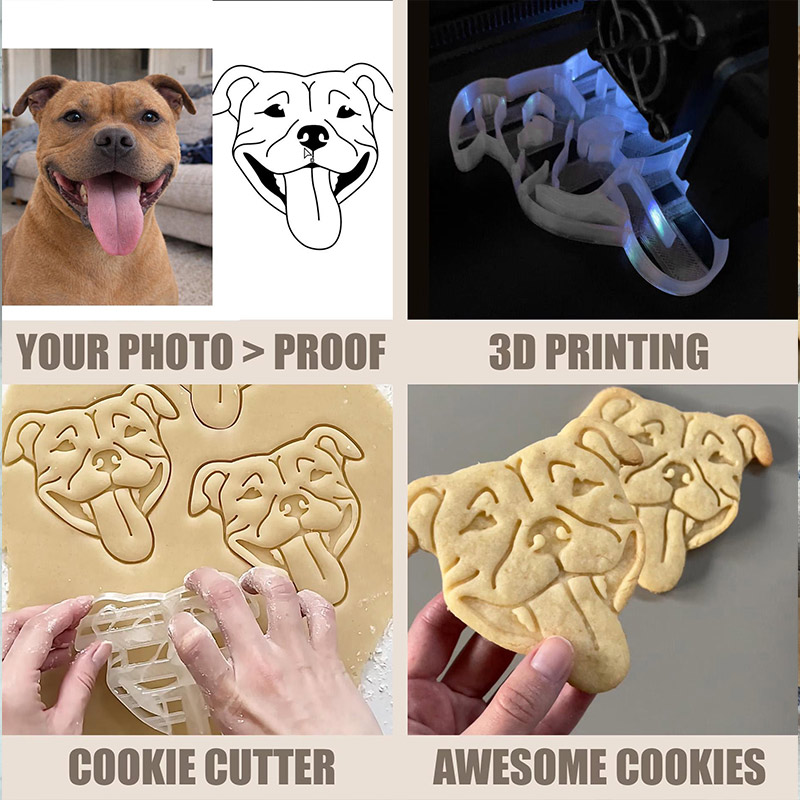 Personalized Pet Portrait Cookie Cutter Custom Dog Face Stamp Gift For Baking Lovers