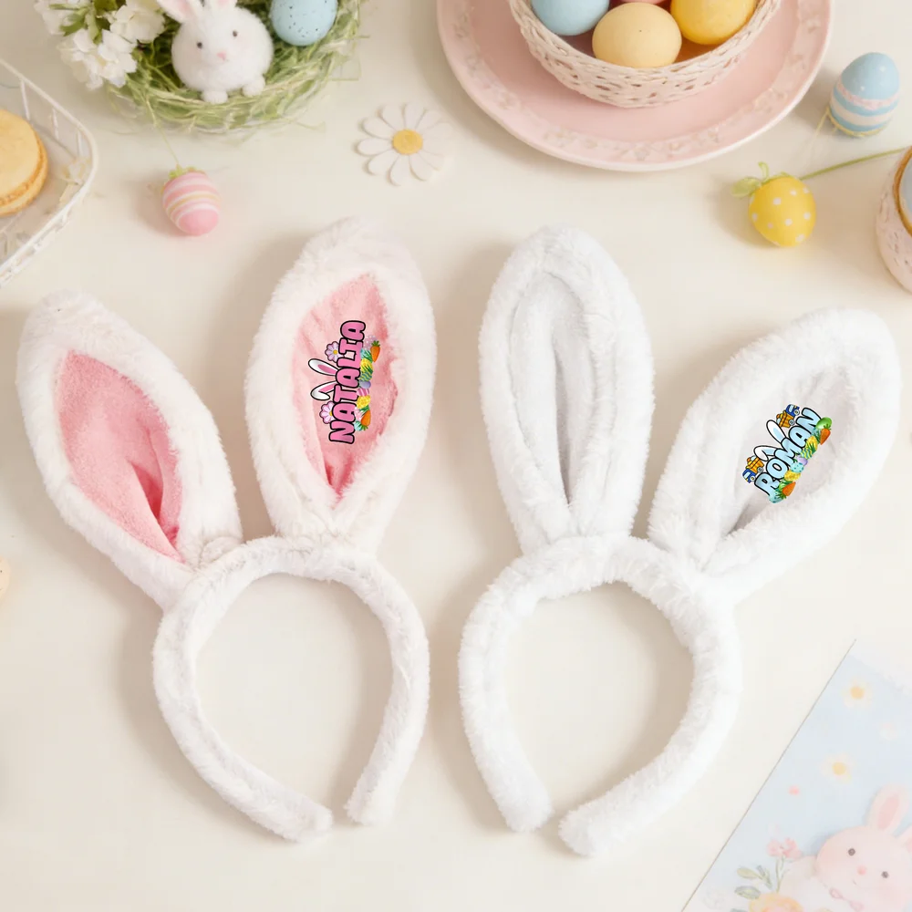 Personalized Easter Eggs Carrot Cute Rabbit Ears Headband with Name Easter Day Gift for Kids 