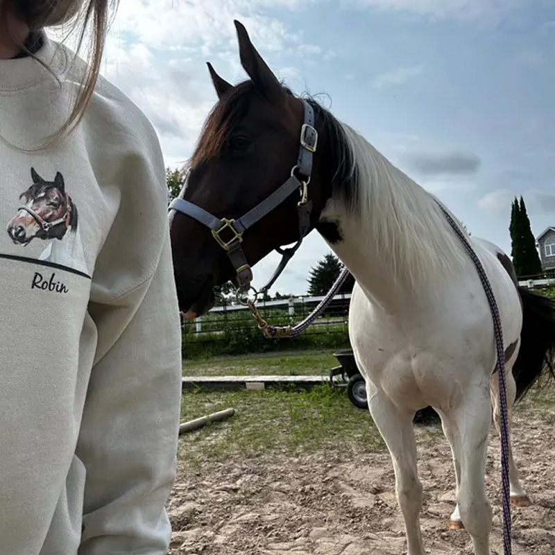 Personalized Horse Photo Sweatshirt Crewneck Equestrian Shirt Horseback for Riding Lovers