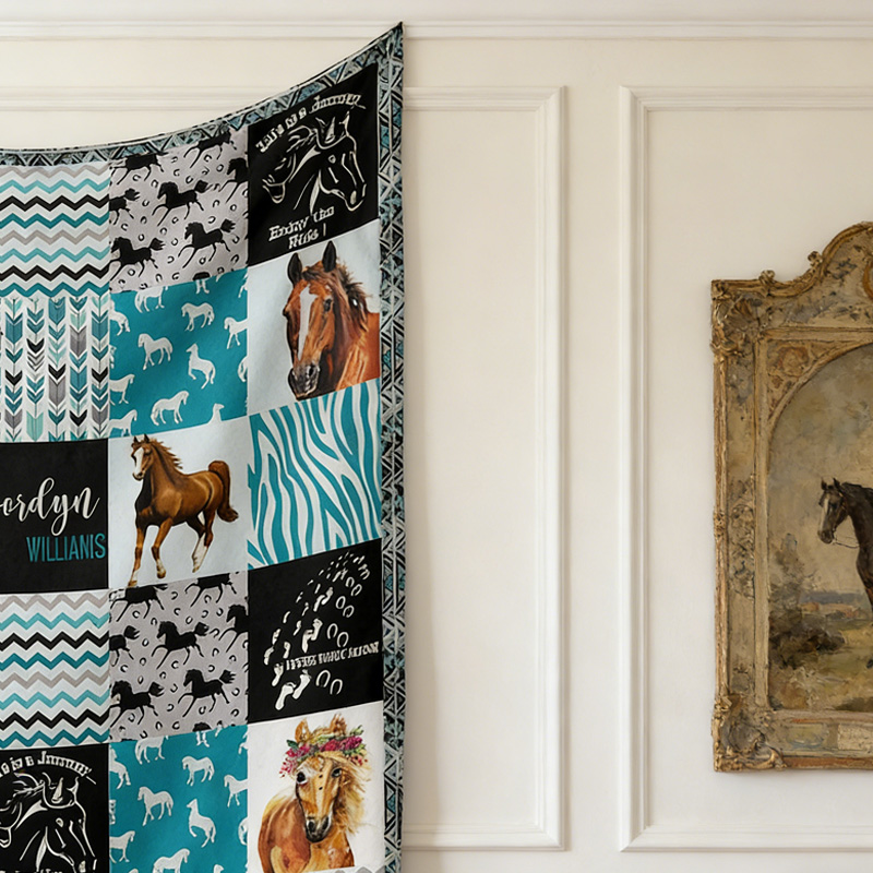 Personalized Plaid Horse Quotes Throw Blanket Gift for Riding Lovers Equestrian Lovers