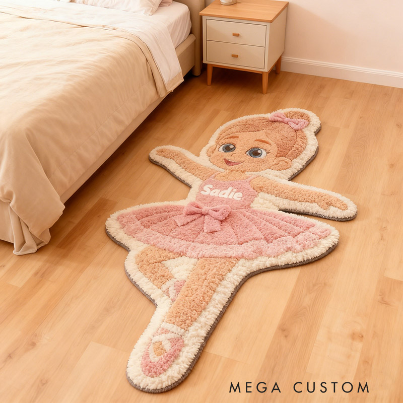 Personalized Ballet Dancers Carpet with Your Name for Kids Unique Decorative Carpet for Girls' Room and Dance Studio