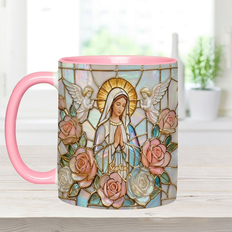 Personalized Believe Virgin Mary 11oz Ceramic Mug with Custom Name Religious 3D Coffee Mug Catholic Gift for Women