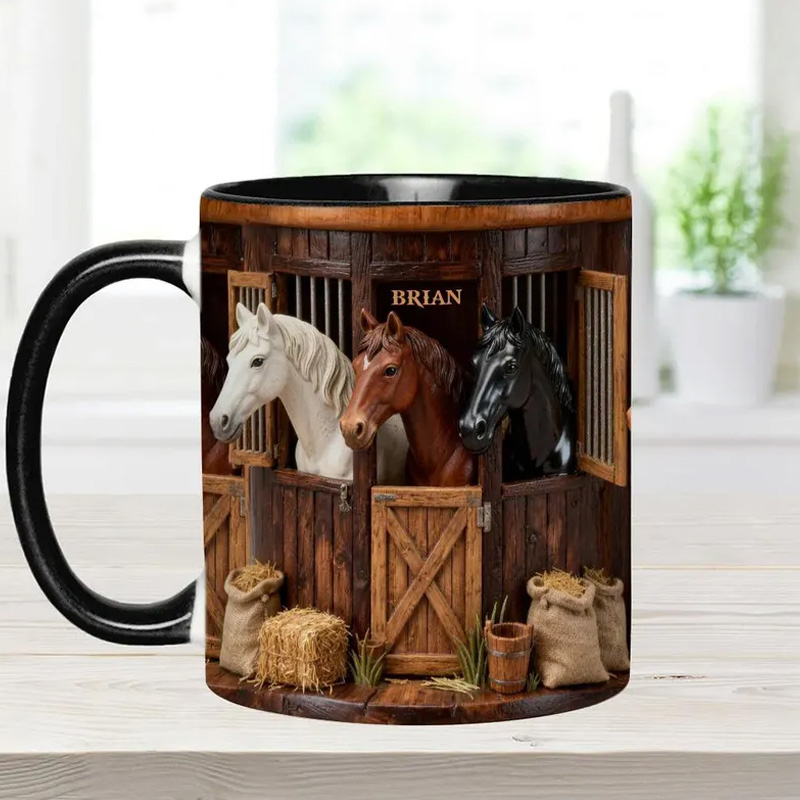 Personalized Horse Farm Accent Cup Gift Mug for Equestrian Horse Riding Lovers