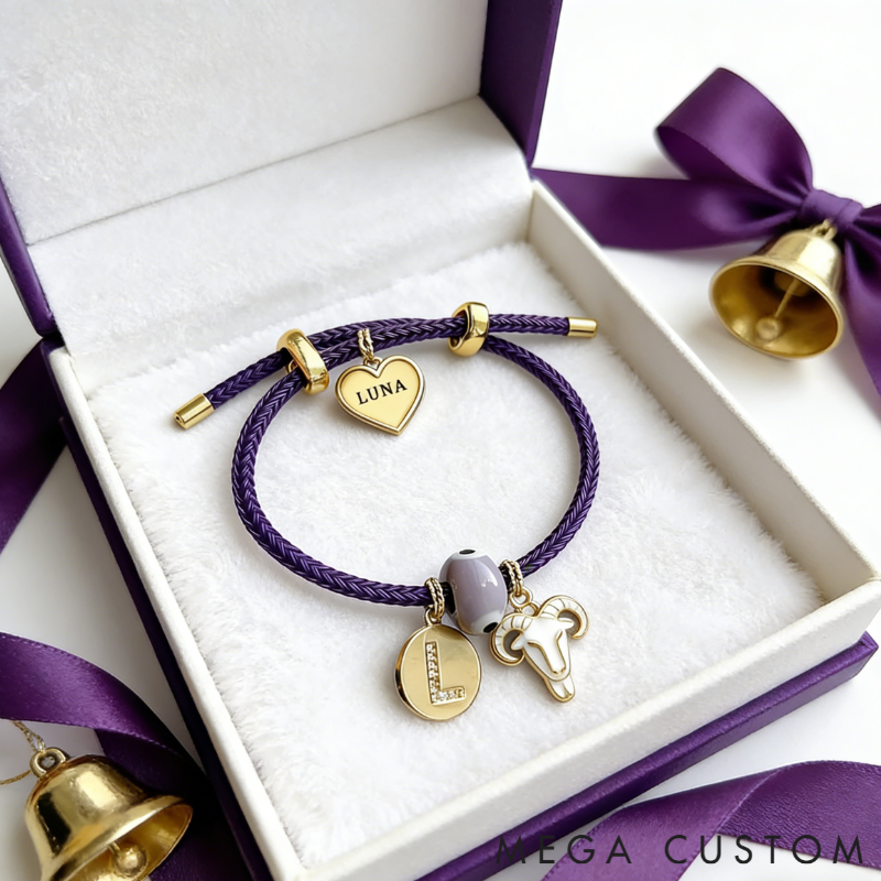 Personalized Zodiac Initials Couple Bracelet Engraved Constellation Charm Gift for Lovers Romantic Connection