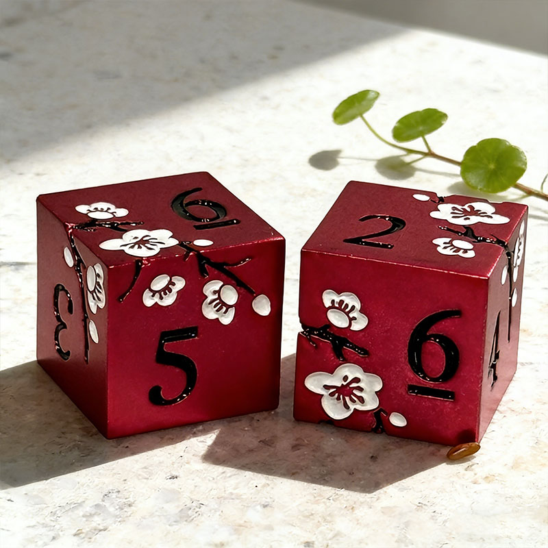 Mahjong Metal Dice Set of 2 RoseGold and White 3 Colors to Choose from Solid Metal Dice