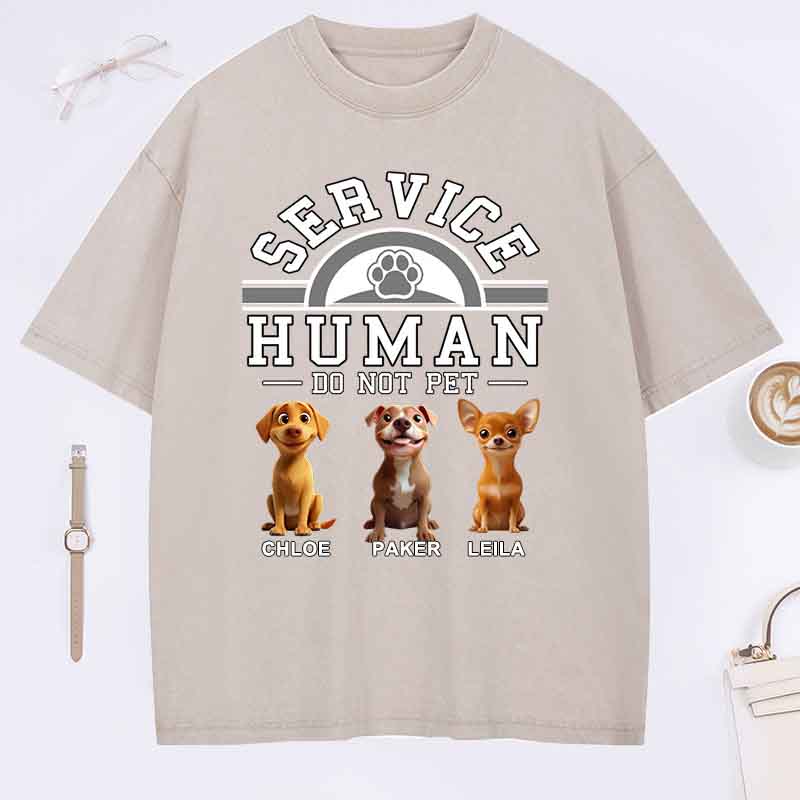 Personalized Dog Lover Service Human Cartoon Washed T-Shirt