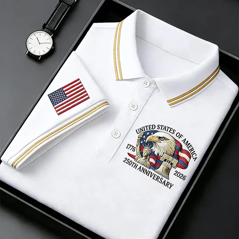 Personalized Men's Retro 250th Anniversary of the United States Independence Day Cross Print Polo Shirt