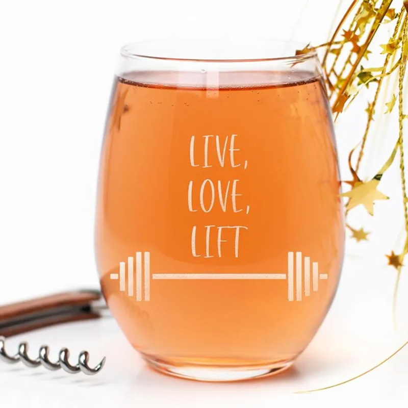 Personalized Barbell Stemless Wine Glasses Whiskey Wine Beer Glassware Gift Fitness Gift for Gym Lover