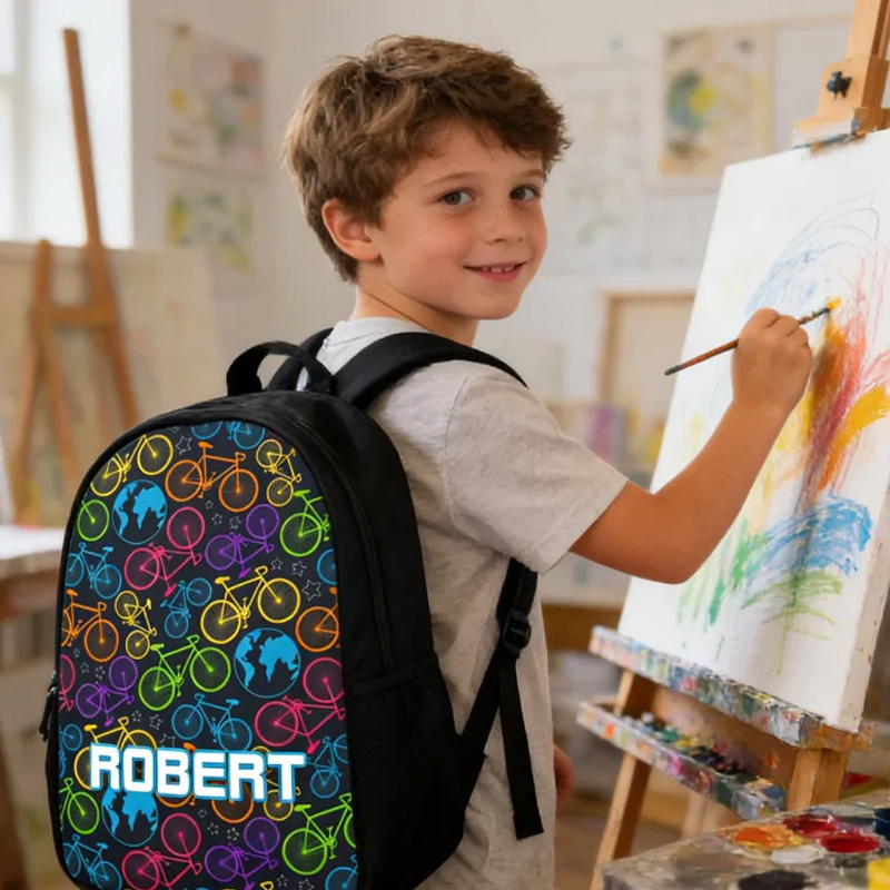 Personalized Custom Name for Kids Back to School Gift Bicycle Kids Boy And Girl Riding Bike for Riding Lovers