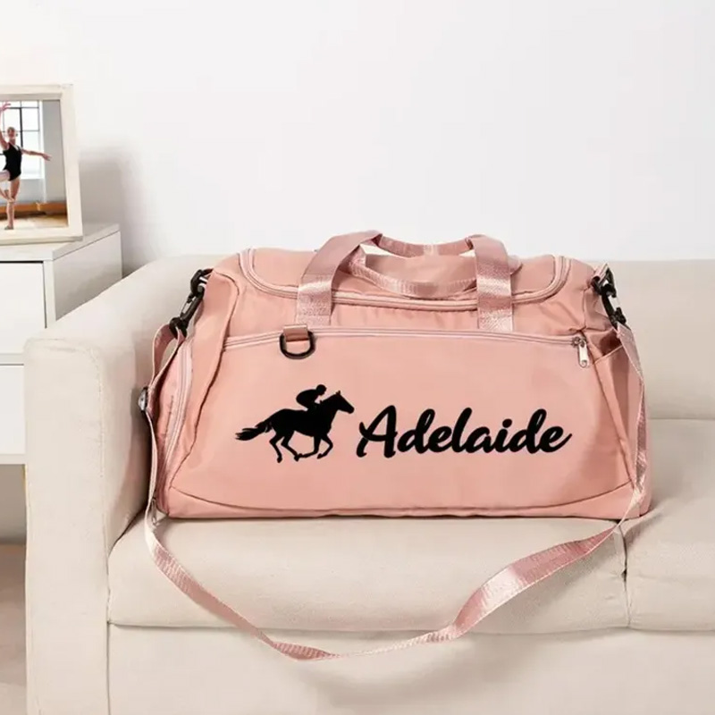 Personalized Name Horse Riding Duffle Bag Waterproof Travel Weekender Bag with Strap Equestrian Overnight Bag Gift for Horse Lovers Riding Lovers Equestrian Lovers