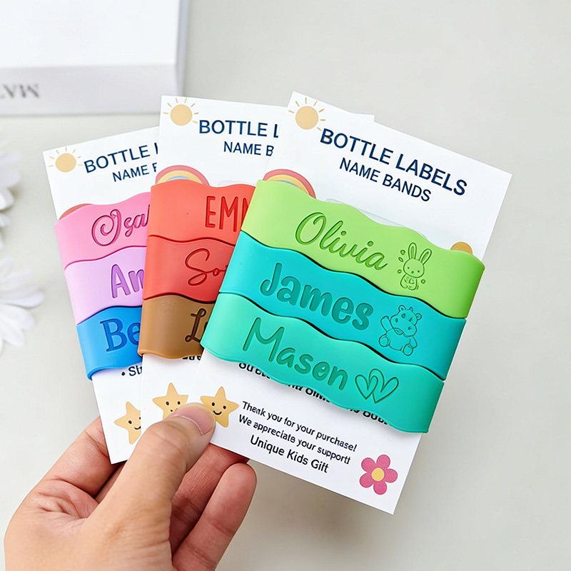 Personalized Silicone Bottle Bands Custom Name Labels for Kids Baby Bottles Sippy Cups Water Bottles & Tumblers gift for kids