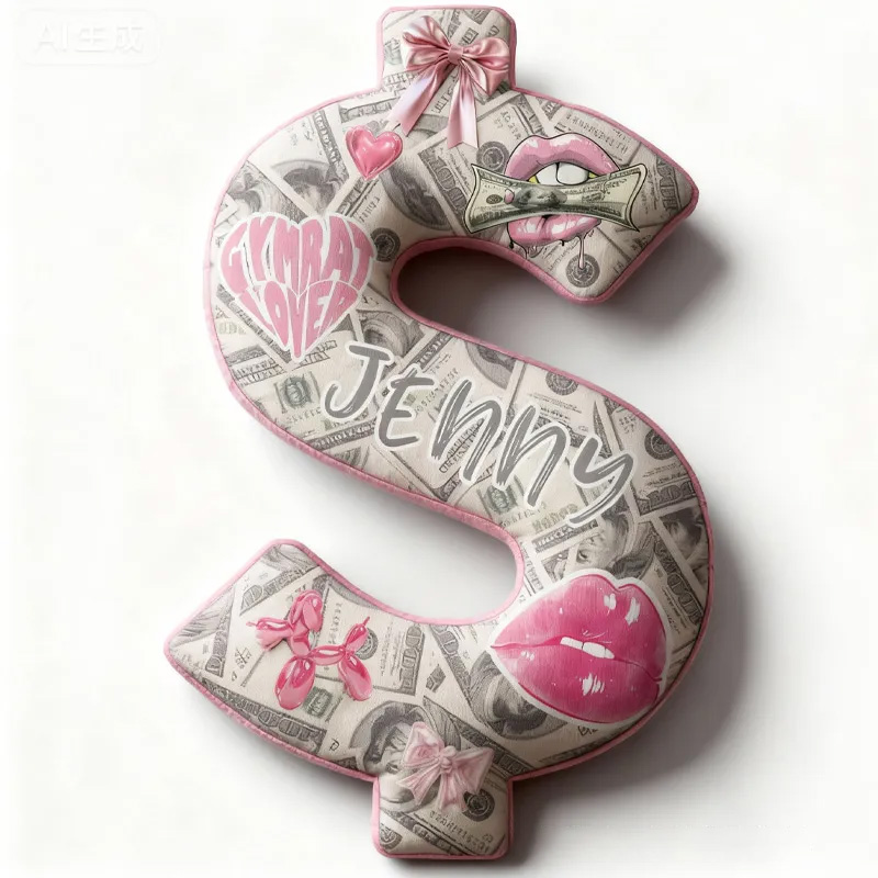 Personalized Dollar Throw Pillow Graphic 3D Print Trainer Fitness Planner Pinky Money Come Decoration Letter Pillow Exercise Sport Gym Sublimation Design Lift Heavy Shit Gym Rat Weightlifting Pillow for Her Gym Lovers