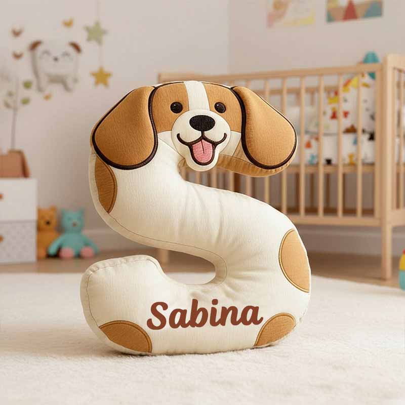 Personalized Dog Lover Letter Pillow with Custom Name Cartoon Pillow Graphic 3D Print