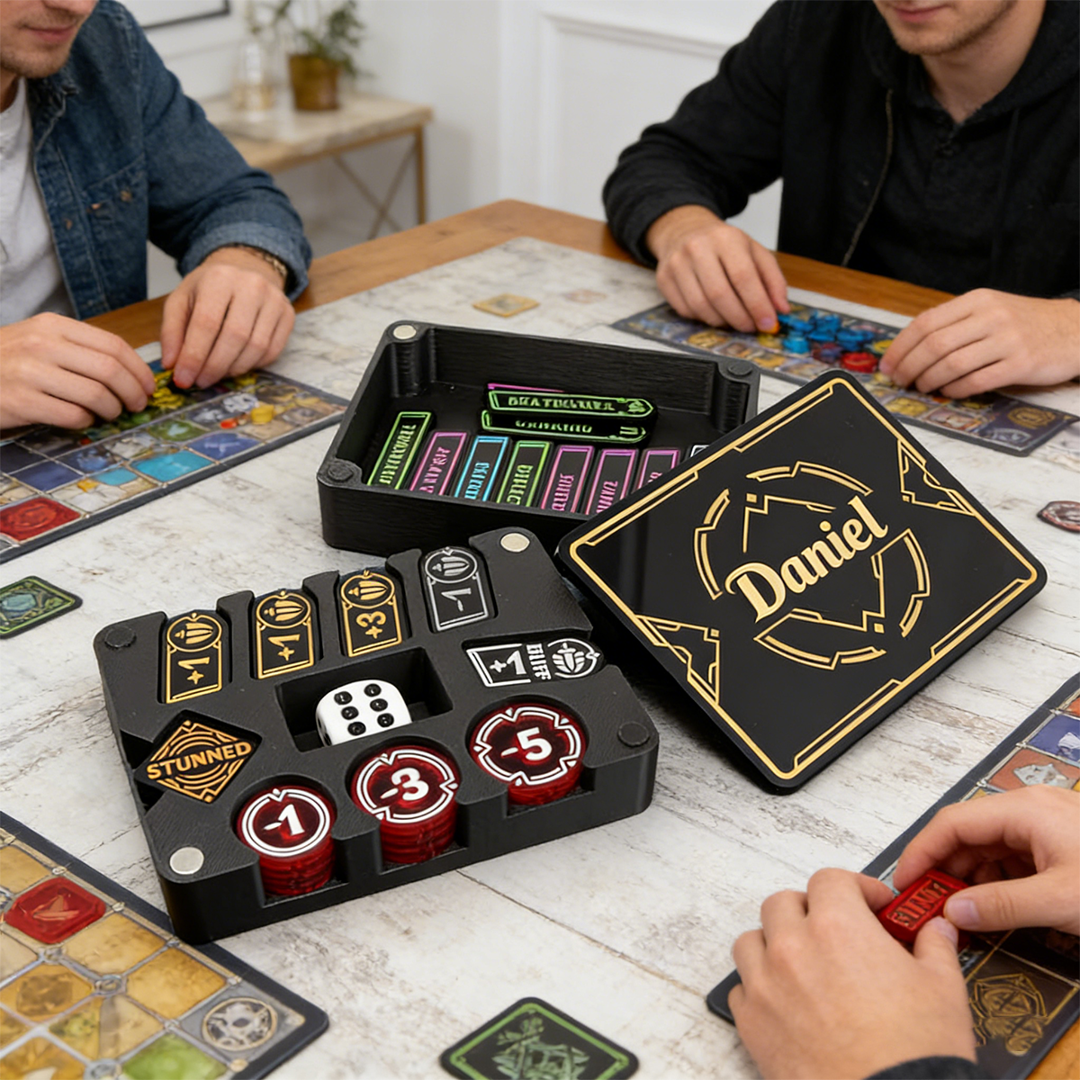 Personalized TCG Token Storage Box - Custom Name 3D Printed Game Accessory Organizer