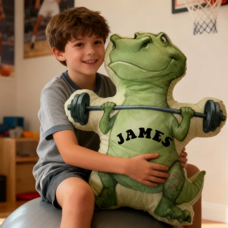 Personalized Fitness Dino Pillow Rainbow Throw Pillow Graphic 3D Print Trainer Fitness Planner Decoration Pillow Exercise Sport Gym Rat Weightlifting Pillow for Kids Gym Lovers Sale-megacustom