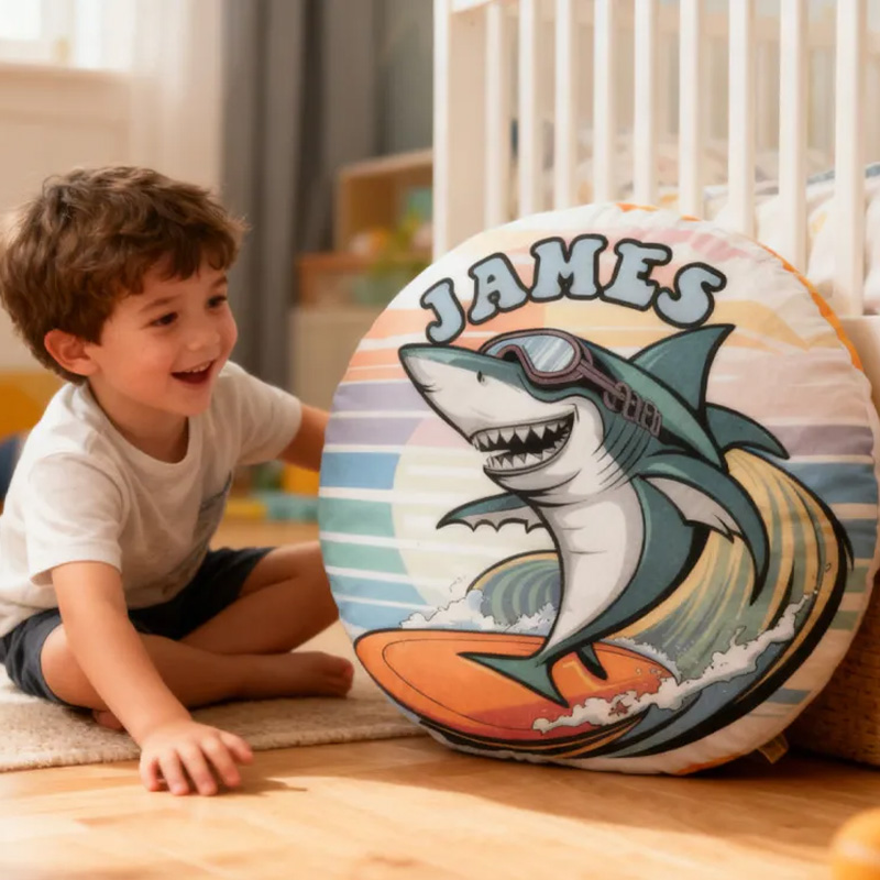 Personalized Suring Shark Pillow Rainbow Throw Pillow Graphic 3D Print Surfing Skateboarding Fitness Decoration Pillow Exercise Sport Pillow for Kids Surfing Skateboarding Lovers