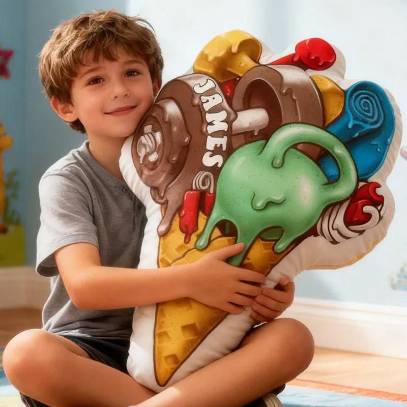 Personalized Ice Cream Fitness Pillow Delicious Throw Pillow Graphic 3D Print Trainer Fitness Planner Decoration Pillow Exercise Sport Gym Rat Weightlifting Pillow for Kids Gym Lovers