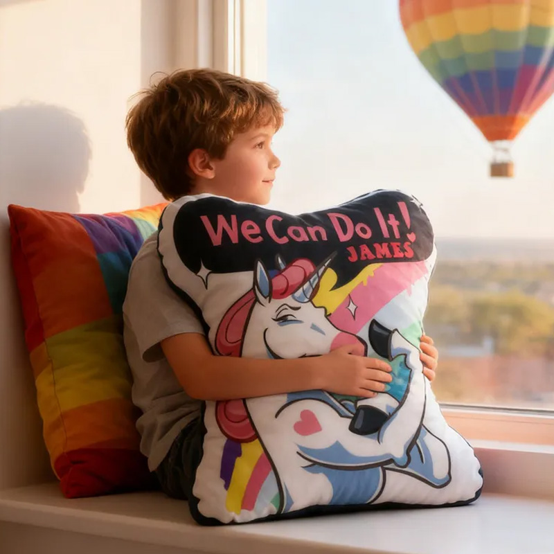 Personalized Fitness Magical Animals Pillow Rainbow Throw Pillow We Can Do It Graphic 3D Print Trainer Fitness Planner Decoration Pillow Exercise Sport Gym Rat Weightlifting Pillow for Kids Gym Lovers