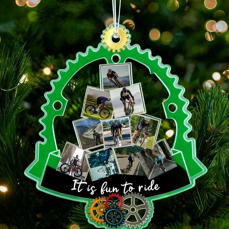 Personalized Custom Photo Gifts Christmas Ornament Christmas Decoration Cycling Ornament Holiday Xmas Gift for Racing Biker Riding Lovers
