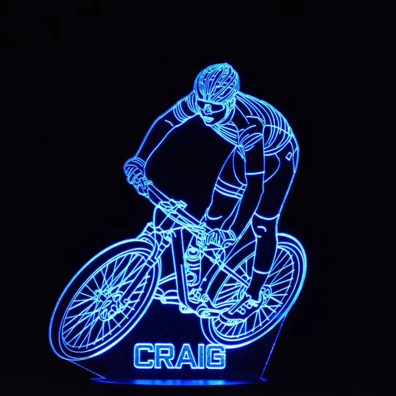Personalized Mountain Bike LED Night Light Custom Name Bicycle Led Lamp Biker Birthday Gift Cyclist Bedroom Decor Cycling Sign Engraved Bike Lamp