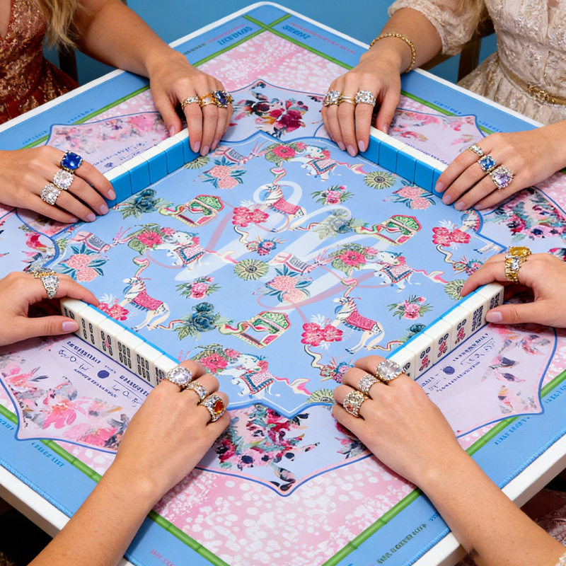 Personalized Year of the Horse Vivara Mahj and Martinis Rules Edition Mahjong Mat Custom Text Gift Neoprene Game Surface Travel Portable Playing for Equestrian Lovers