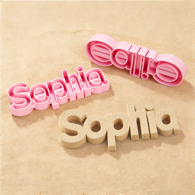 Personalized Multicolor 3D-Printed Sand Molds with Custom Names or Text Perfect for Beach Vacations & Birthday Gifts for Families and Kids