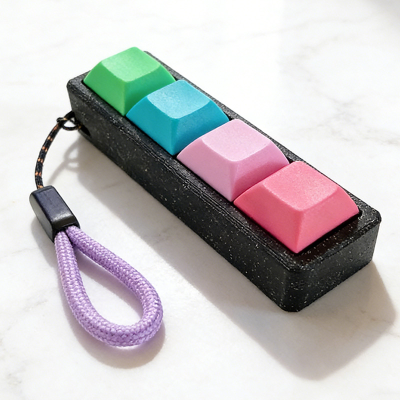 Mechanical Clicky Fidget Th 4 Key Straight w Strap Keyboard Switch Fidget Stim Toy Button Clicker
