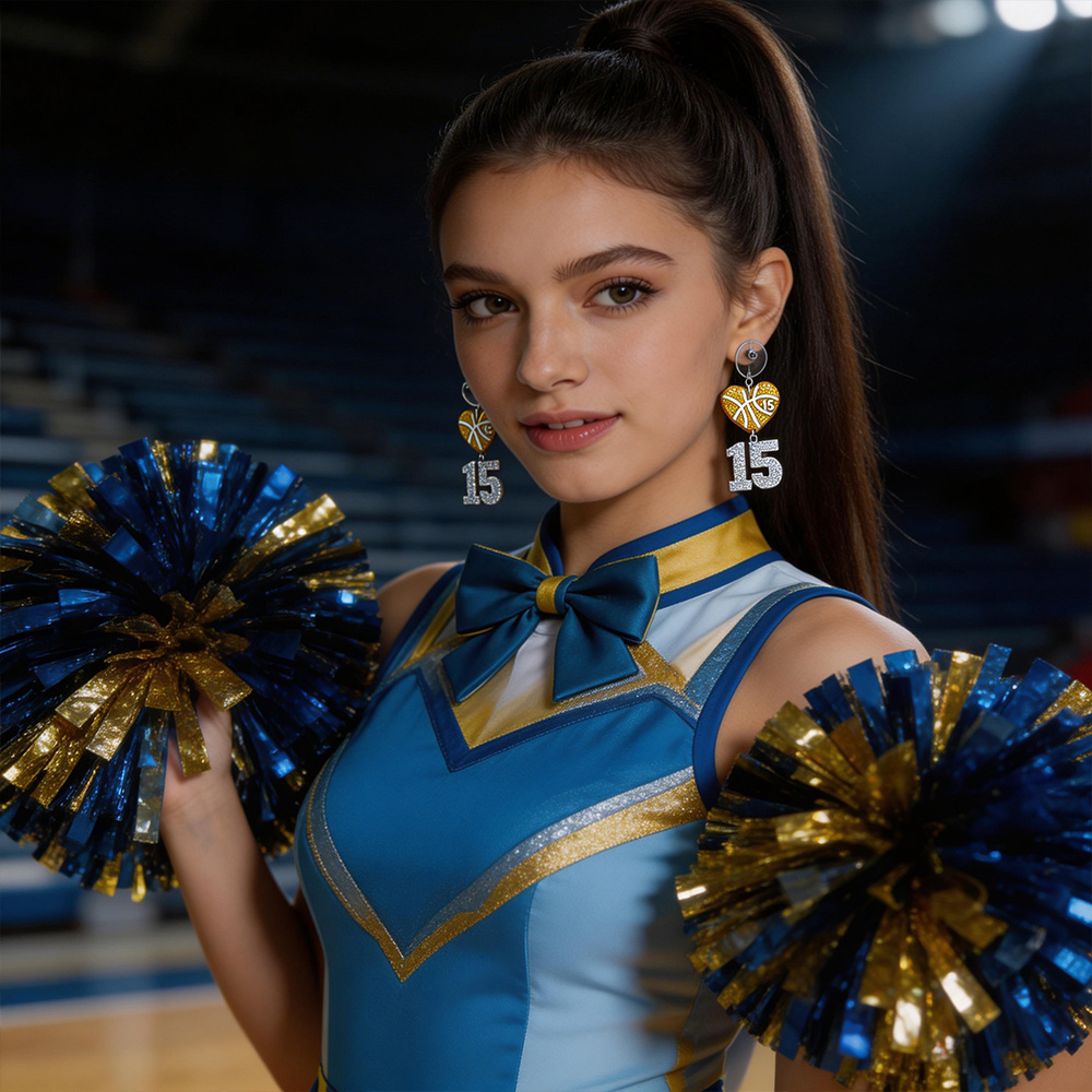 Personalized Acrylic Basketball Heart Hanging Numbers Earrings with Custom Name and Number