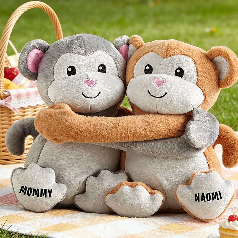 Personalized Hugs and Kisses Monkeys Loving Gift Stuffed Animals for Couples Personalized Gift For Two with Name