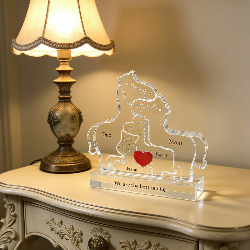 Personalized Acrylic Family Puzzle Adoption Gift Custom Horse Decor Keepsake Family Gift for Equestrain Lovers