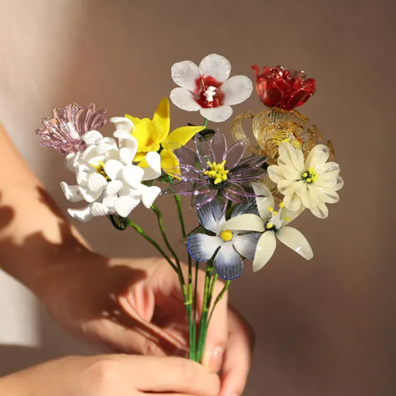 Hand Blown Glass Birth Flower Fine Art Glass Floral Stem Mother's Day Gift Gift for Mom Grandma