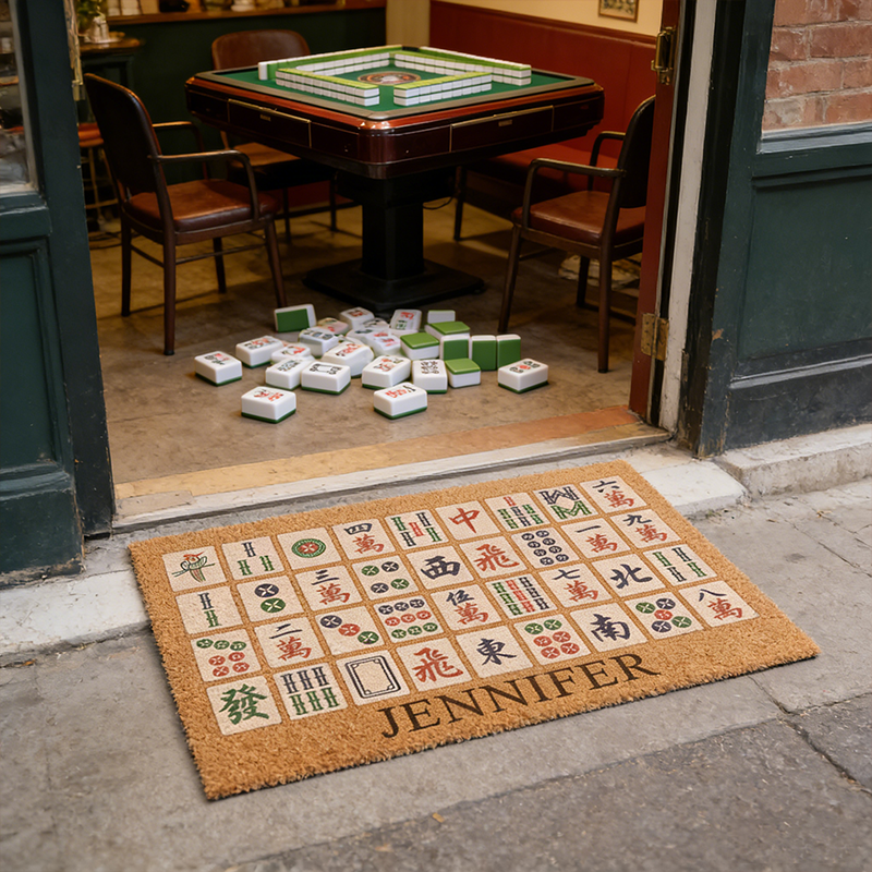Personalized Mahjong Tiles Welcome Doormat Birthday Gift Mahj House Decor Mahjong Outdoor Mat Mahjong Lover Player Gamer Gift