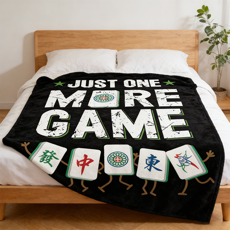 Mahjong Blanket Flannel Plush Throw Blanket Cozy Mah Jong Decor Fleece Stuff Blanket Gifts