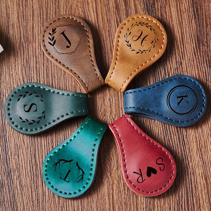Personalized Engraved Magnetic Bookmark Custom Leather Magnet Book Clip Design with Name or Initials Unique Book Accessories for Book Lover