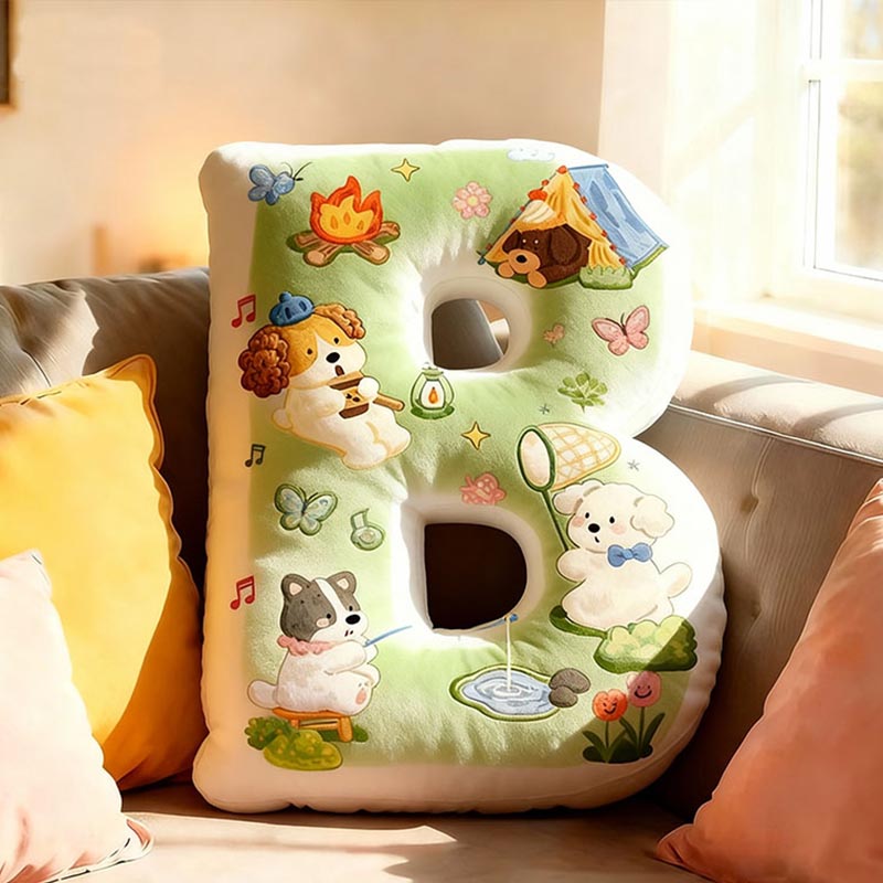 Personalized Dog Lover Camping Fishing Letter Pillow Graphic 3D Print